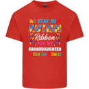 Autism Ribbon For My Granddaughter Autistic Mens Cotton T-Shirt Tee Top Red