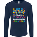 Autism Ribbon For My Granddaughter Autistic Mens Long Sleeve T-Shirt Navy Blue