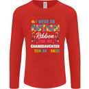 Autism Ribbon For My Granddaughter Autistic Mens Long Sleeve T-Shirt Red