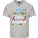 Autism Ribbon For My Granddaughter Autistic Mens V-Neck Cotton T-Shirt Sports Grey