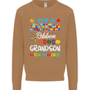 Autism Ribbon For My Grandson Autistic ASD Mens Sweatshirt Jumper Caramel Latte