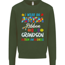 Autism Ribbon For My Grandson Autistic ASD Mens Sweatshirt Jumper Forest Green