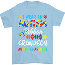 Autism Ribbon For My Grandson Autistic ASD Mens T-Shirt Cotton Gildan Light Blue
