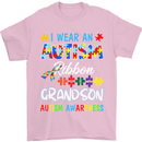 Autism Ribbon For My Grandson Autistic ASD Mens T-Shirt Cotton Gildan Light Pink