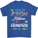 Autism Ribbon For My Grandson Autistic ASD Mens T-Shirt Cotton Gildan Royal Blue