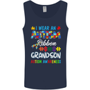 Autism Ribbon For My Grandson Autistic ASD Mens Vest Tank Top Navy Blue