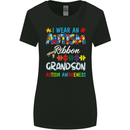 Autism Ribbon For My Grandson Autistic ASD Womens Wider Cut T-Shirt Black