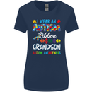 Autism Ribbon For My Grandson Autistic ASD Womens Wider Cut T-Shirt Navy Blue