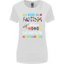 Autism Ribbon For My Grandson Autistic ASD Womens Wider Cut T-Shirt White