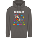 Autism T-Rex Embrace Differences Autistic Mens 80% Cotton Hoodie Charcoal