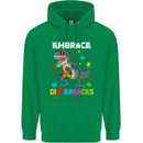 Autism T-Rex Embrace Differences Autistic Mens 80% Cotton Hoodie Irish Green