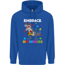 Autism T-Rex Embrace Differences Autistic Mens 80% Cotton Hoodie Royal Blue