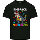 Autism T-Rex Embrace Differences Autistic Mens Cotton T-Shirt Tee Top Black
