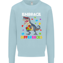 Autism T-Rex Embrace Differences Autistic Mens Sweatshirt Jumper Light Blue