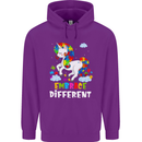Autism Unicorn Embrace Different Autistic Mens 80% Cotton Hoodie Purple