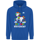 Autism Unicorn Embrace Different Autistic Mens 80% Cotton Hoodie Royal Blue