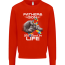 Autistic Father & Son Friends Autism ASD Mens Sweatshirt Jumper Bright Red
