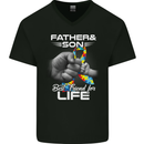 Autistic Father & Son Friends Autism ASD Mens V-Neck Cotton T-Shirt Black