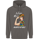 Autistic Mum Unbreakable Autism ASD Mens 80% Cotton Hoodie Charcoal