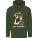 Autistic Mum Unbreakable Autism ASD Mens 80% Cotton Hoodie Forest Green