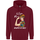 Autistic Mum Unbreakable Autism ASD Mens 80% Cotton Hoodie Maroon
