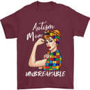 Autistic Mum Unbreakable Autism ASD Mens T-Shirt Cotton Gildan Maroon