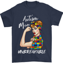 Autistic Mum Unbreakable Autism ASD Mens T-Shirt Cotton Gildan Navy Blue