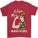 Autistic Mum Unbreakable Autism ASD Mens T-Shirt Cotton Gildan Red