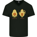 Avocado Gym Funny Fitness Training Healthy Mens V-Neck Cotton T-Shirt Black