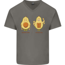 Avocado Gym Funny Fitness Training Healthy Mens V-Neck Cotton T-Shirt Charcoal