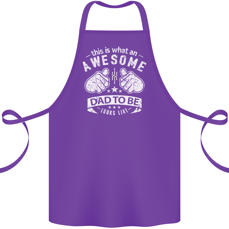 Awesome Dad to Be Looks New Dad Daddy Cotton Apron 100% Organic Purple