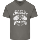 Awesome Dad to Be Looks New Dad Daddy Mens V-Neck Cotton T-Shirt Charcoal