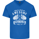 Awesome Dad to Be Looks New Dad Daddy Mens V-Neck Cotton T-Shirt Royal Blue