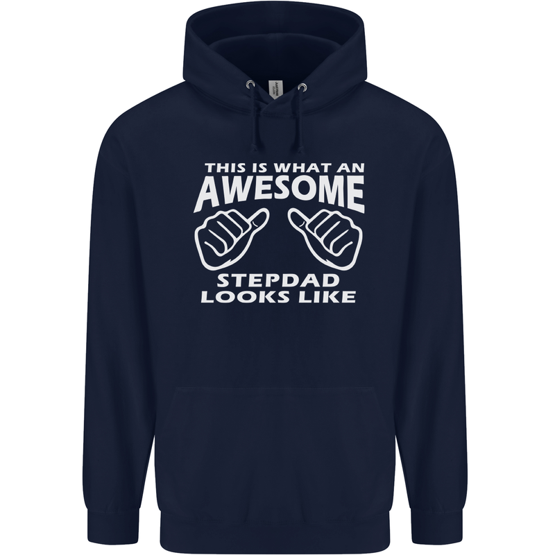 Awesome Stepdad Funny Father's Day Step Dad Mens 80% Cotton Hoodie Navy Blue
