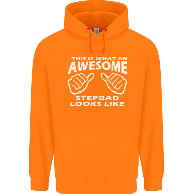 Awesome Stepdad Funny Father's Day Step Dad Mens 80% Cotton Hoodie Orange