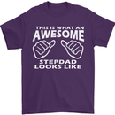 Awesome Stepdad Funny Father's Day Step Dad Mens T-Shirt Cotton Gildan Purple