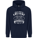 Awesome Teacher Looks Like Teaching Funny Mens 80% Cotton Hoodie Navy Blue