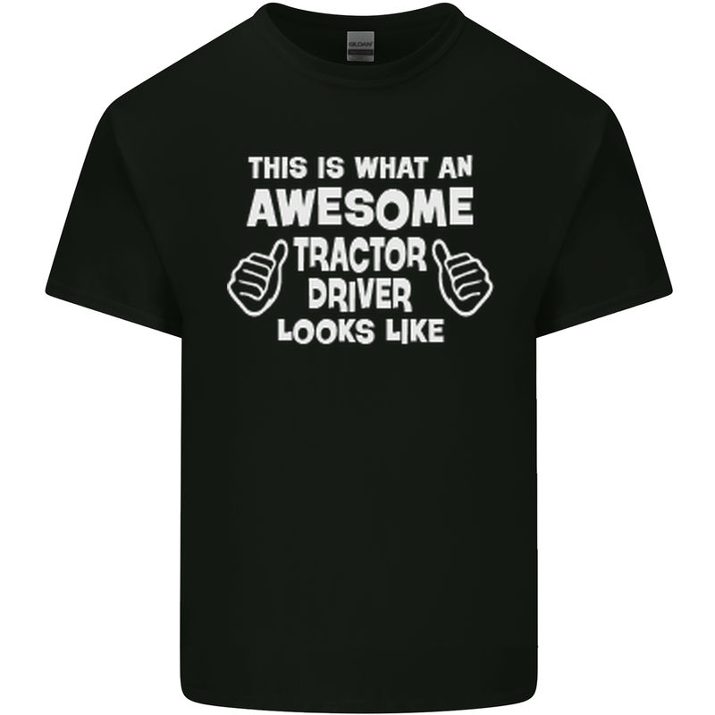 Awesome Tractor Driver Farmer Farming Mens Cotton T-Shirt Tee Top Black