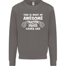 Awesome Tractor Driver Farmer Farming Mens Sweatshirt Jumper Charcoal
