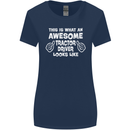 Awesome Tractor Driver Farmer Farming Womens Wider Cut T-Shirt Navy Blue