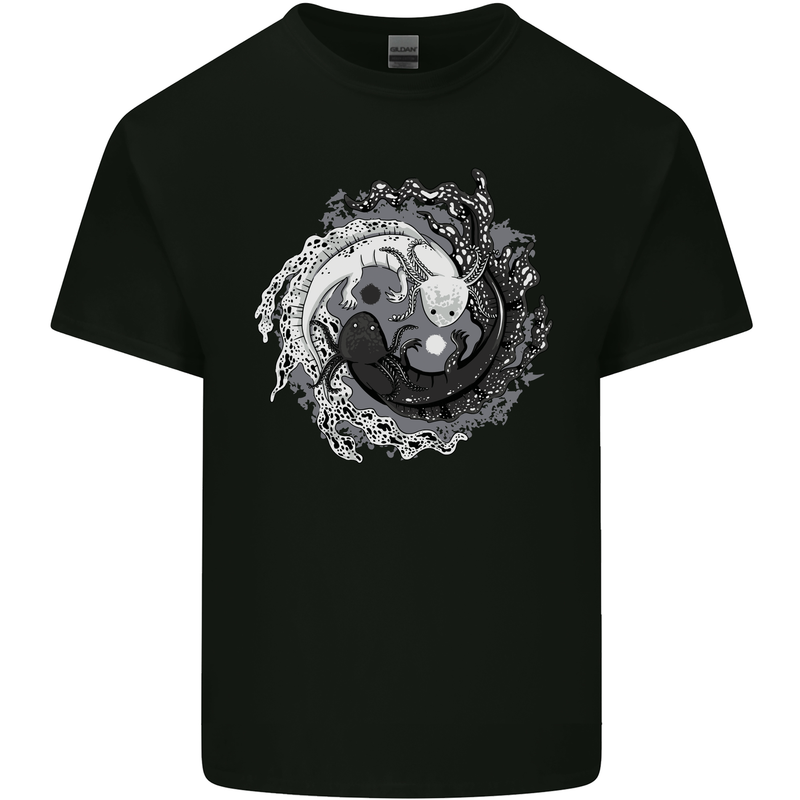 Axoloti Yin Yang Mens Cotton T-Shirt Tee Top Black