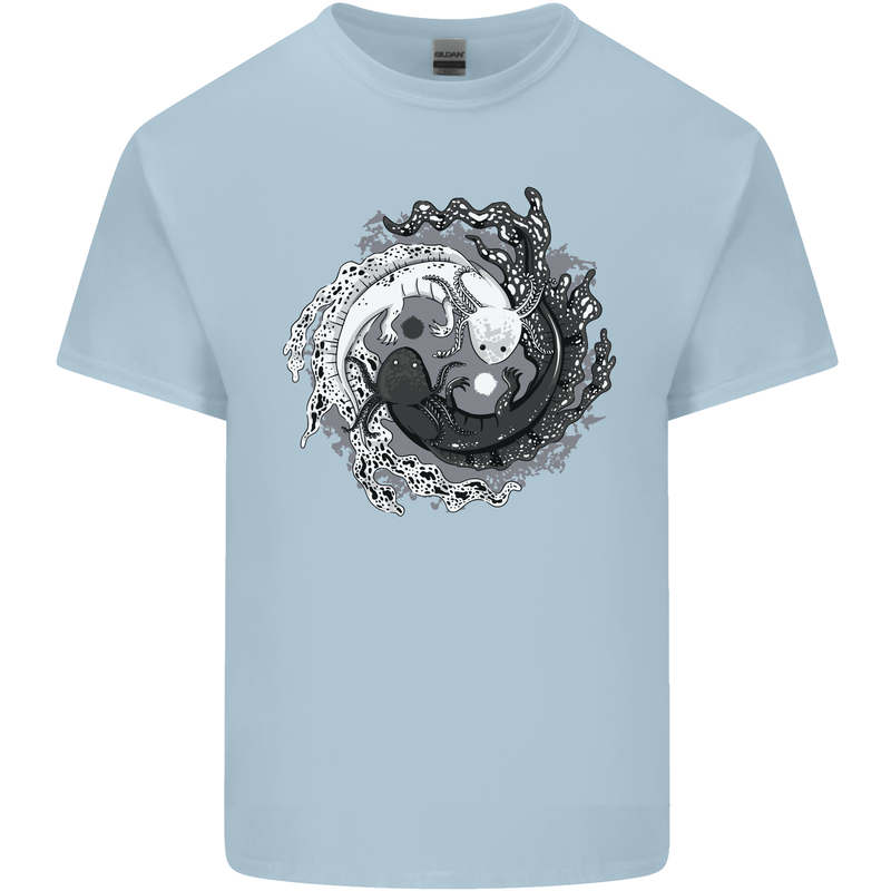 Axoloti Yin Yang Mens Cotton T-Shirt Tee Top Light Blue