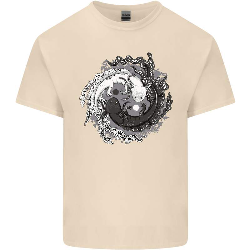 Axoloti Yin Yang Mens Cotton T-Shirt Tee Top Natural