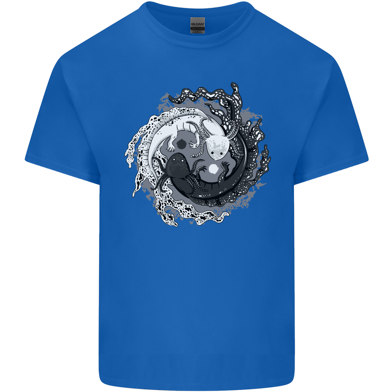 Axoloti Yin Yang Mens Cotton T-Shirt Tee Top Royal Blue