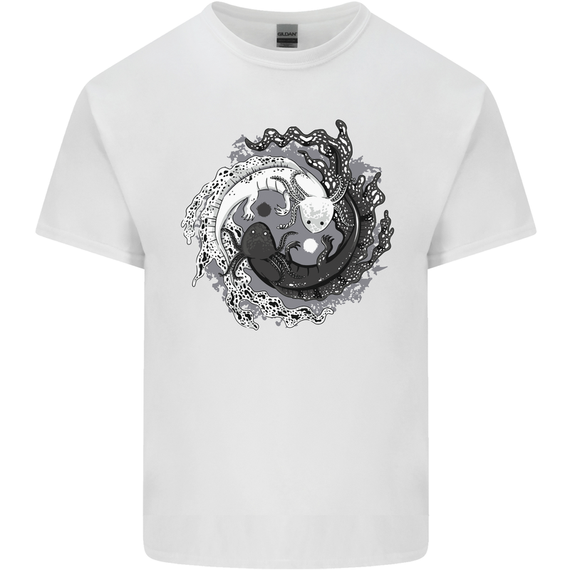 Axoloti Yin Yang Mens Cotton T-Shirt Tee Top White