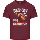 BBQ Weekend Forecast BBQing Alcohol Beer Mens Cotton T-Shirt Tee Top Maroon