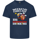 BBQ Weekend Forecast BBQing Alcohol Beer Mens Cotton T-Shirt Tee Top Navy Blue