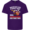 BBQ Weekend Forecast BBQing Alcohol Beer Mens Cotton T-Shirt Tee Top Purple