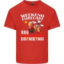 BBQ Weekend Forecast BBQing Alcohol Beer Mens Cotton T-Shirt Tee Top Red