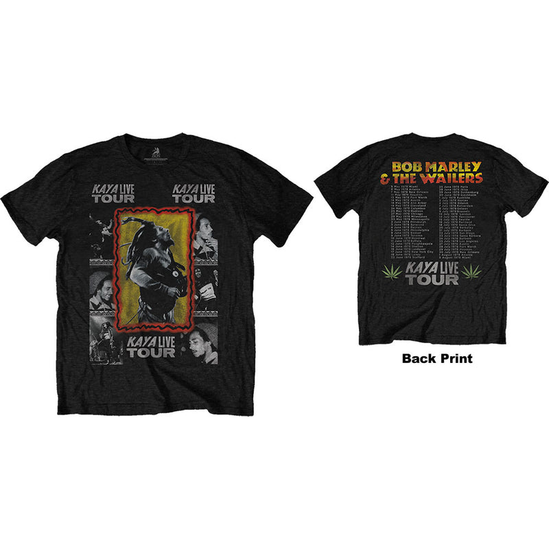 Bob marley kaya tour mens black music t-shirt reggae rock icon tee front and back print